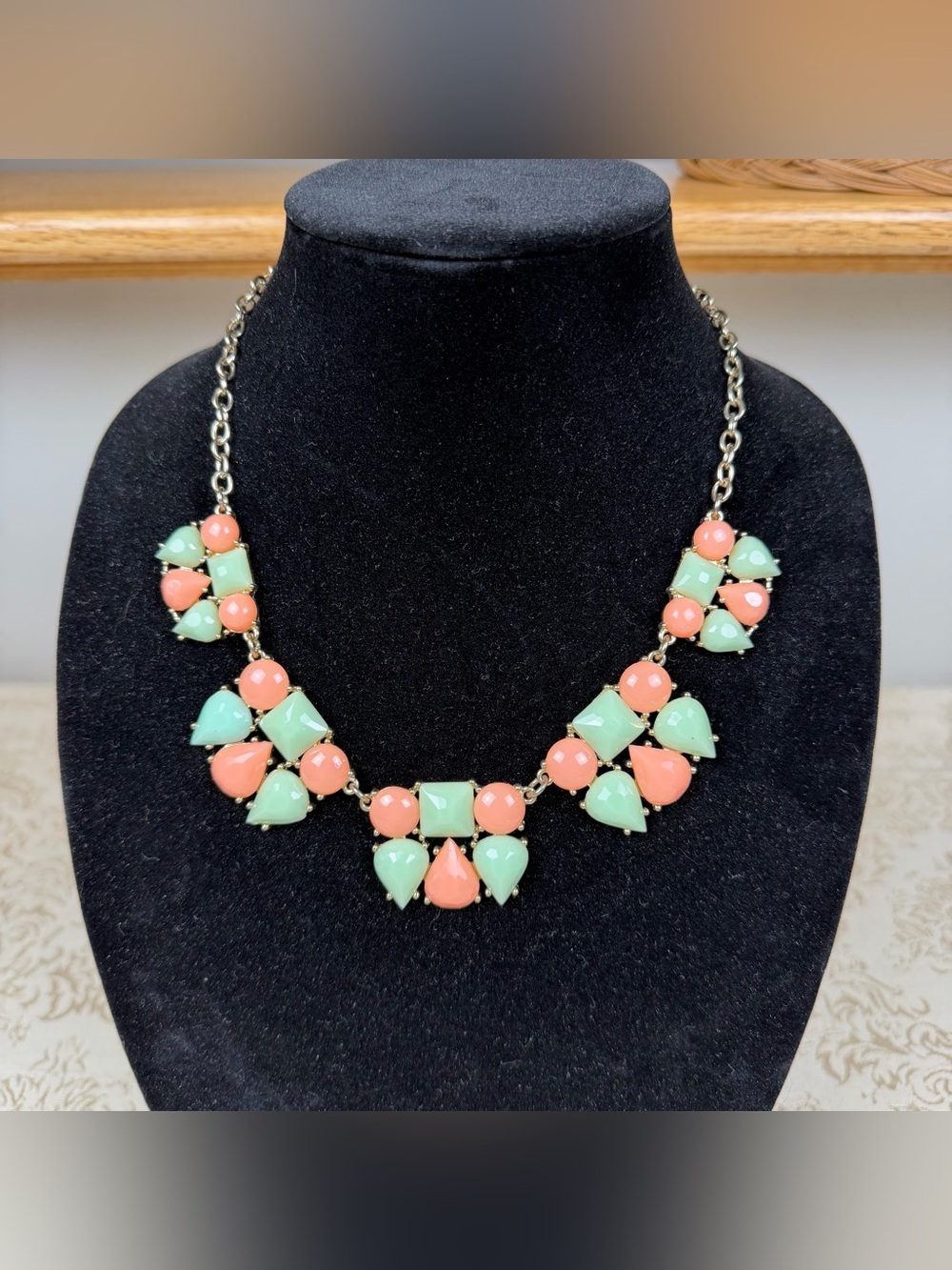 Charming Charlie Mint & Coral Statement Necklace